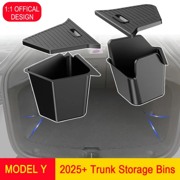 Tesmayx Car Trunk Side Storage Box For Tesla Model Y Juniper 2025 2026 Flocking TPE Cover Mat Partition Board Stowing Space - Image 1