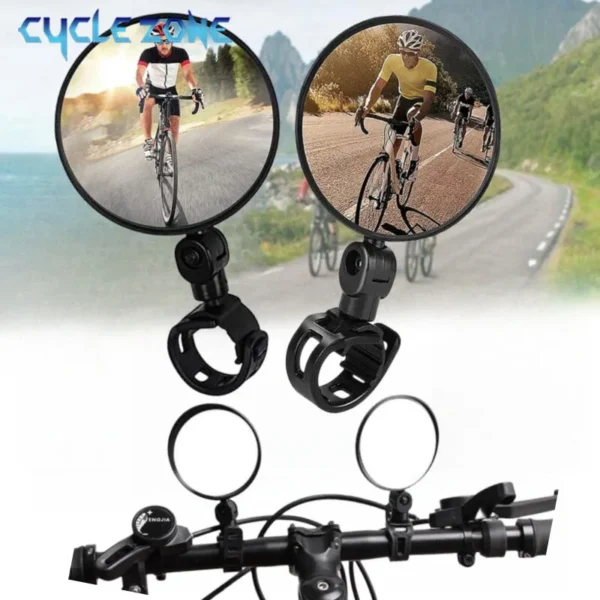 Bicycle Rearview Mirror 360 Adjustable Rotate Wide Angle Bike Rear View Mirrors Cycling Handlebar Easy to Install Convex Mirror - Image 1