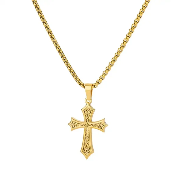 Stainless Steel Cross Necklace For Women Gold Color Chain Cross Pendant Necklaces Retro Religion Jewelry Gift bijoux femme - Image 6