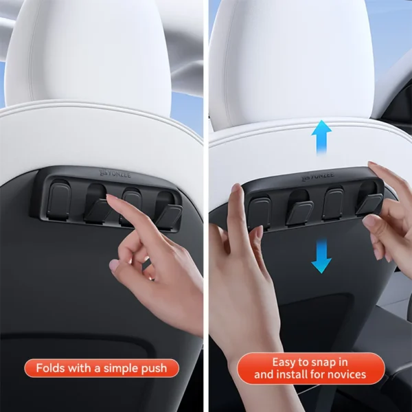 YZ Foldable Car Seat Hooks Hanging Hooks 11 pounds Large Load-Bearing Hook Hanger For Tesla Model 3 Y Juniper Highland 2021-2025 - Image 5