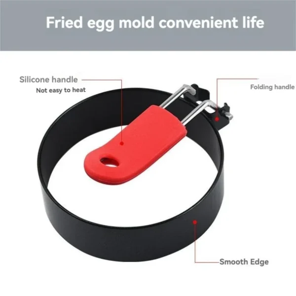 Round Omelette Maker Mold, Nonstick Folding Handle Omelette Pan, Thickened Kitchen Tool for Easy Egg Cooking - Image 3