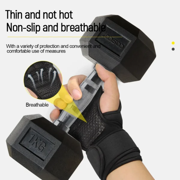 Half Finger Weight Training Gloves for Men Women Fitness Sports Wrist Palm Protector Gloves Anti-slip Gym Cycling Gloves Black - Image 6