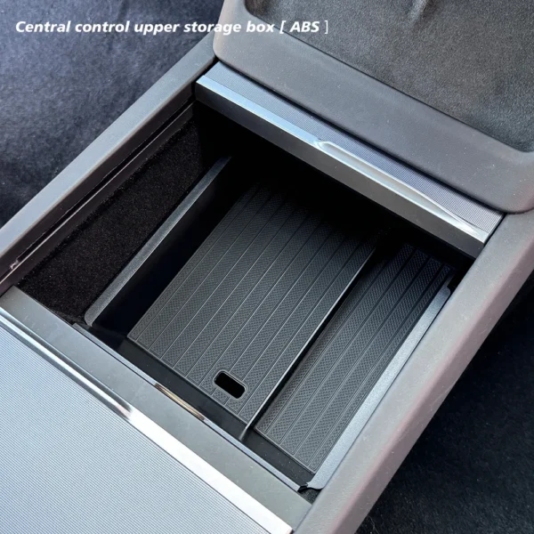 Console & Armrest Storage Box For Tesla New Model Y 2025 Juniper Launch ABS with Silicone Non-slip Mat Upper and Lower Watercup - Image 2