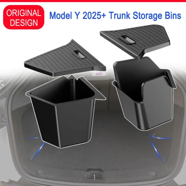 kf-S7147364ee2844813aa5540f86a2c0d63j For Tesla Model Y Juniper Trunk Organizer Side Storage Box Boot Organizer Flocked TPE Mat Anti-dirty 2025 Car Travel Accessories - Image 1