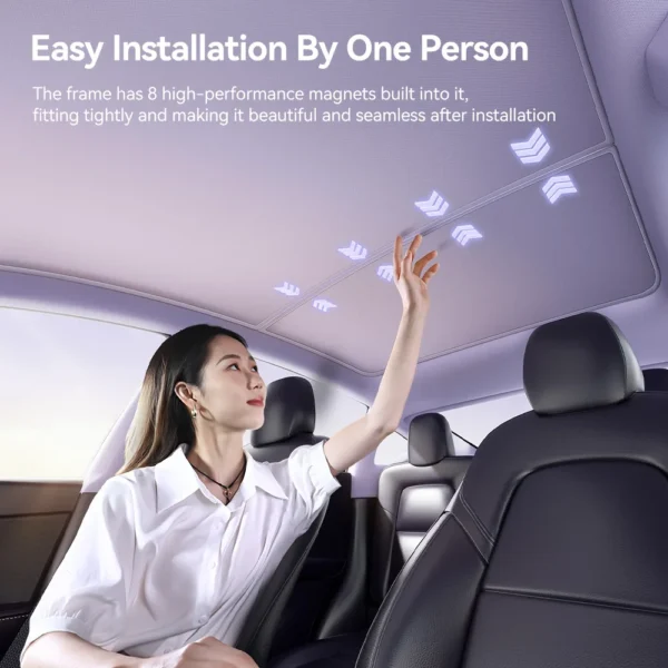 YZ magnetic suction clip Sun Shades For Tesla Model 3 Y Highland Juniper 2021-25 Glass Roof Sunshade Front Rear Sunroof Skylight - Image 5
