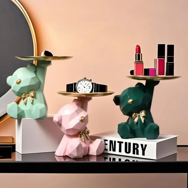 Kawaii Geometric Butterfly Bear Tray Living Room Desktop Decoration Candy Miscellaneous Storage Tray Home Decoration - Image 6