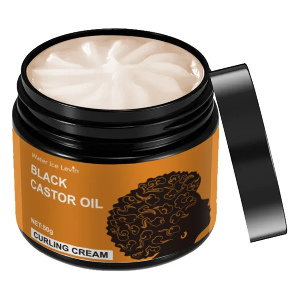 Black Castor Oil Curling Cream, Styling Curling Cream, Long-Lasting Frizz-Free Curls, Moisturizing and Elastic Styling Conditioner Suitable for Curly Hair - Suitable for All Hair Types - Image 4
