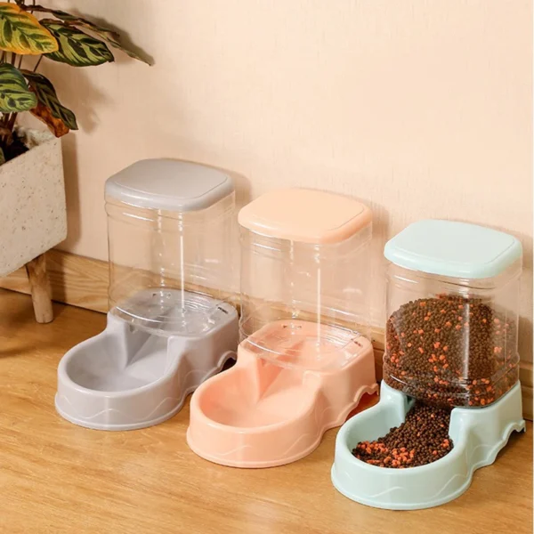 Pet automatic feeder cat drinking water bowl cat bowl dog bowl 3.8L large capacity combination grain storage barrel pet supplies - Image 2
