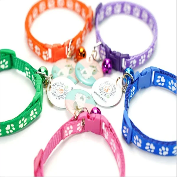 Pet cat bell collar dog print cat collar multiple colors optional necklace ring cat rope collar pet supplies - Image 5
