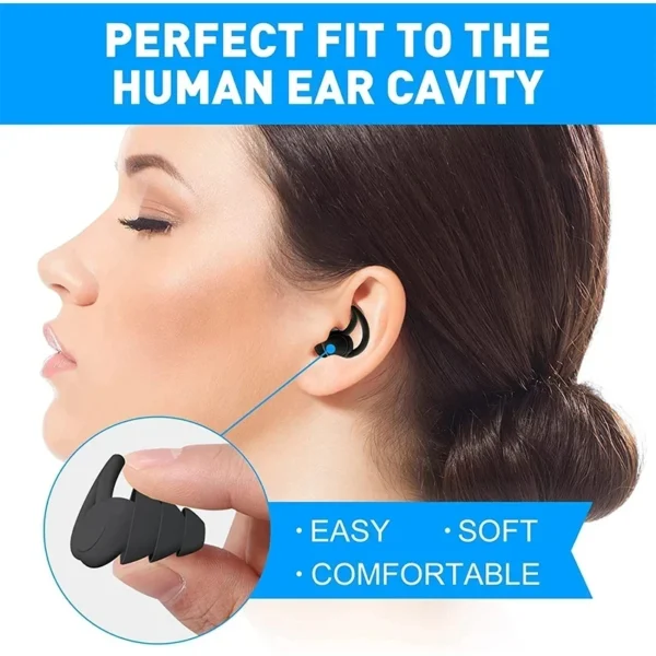 CCSN 3 Layer Ear Plugs For Sleep Silicone Noise Cancelling Hearing Protection, Soft Reusable Ear Plugs for Sleep - Image 5