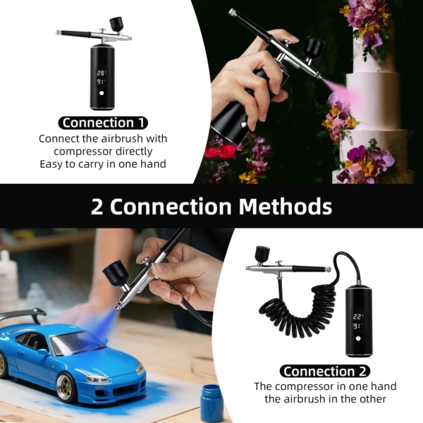 Portable Airbrush Mini Air Compressor Kit Paint Spray Gun For Nail Art Tattoo Craft Cake Pastry Painting Face Hydrating Sprayer - Image 2
