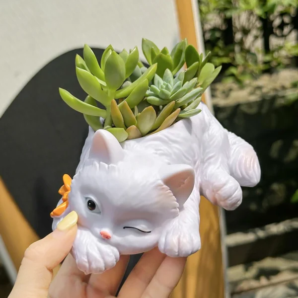 Cute Cat Succulent Flowerpot Balcony Green Plants Living Room Home Office Desktop Potted Plant Home Decoration - Image 2