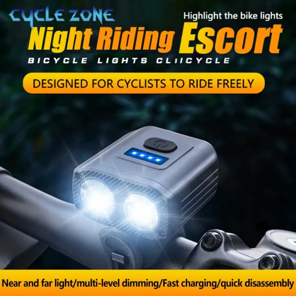 Bicycle Front Light Rechargeable MTB Mountain Road Bike Head Lamp Flashlight for Night Riding Power Display Cycling Accessories - Image 3