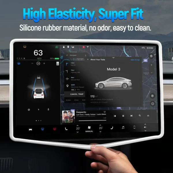 For Tesla Model 3 Y Highland Screen Protector Silicone Frame Display Edge Body Cover Central Control Accessories 2025 2024 2023 - Image 4