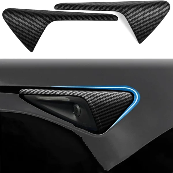 For Tesla Model 3 Y 2024 2025 Side Camera Protection Cover Fender Car Modification Accessories Matte Carbon Fiber Pattern Trim - Image 1