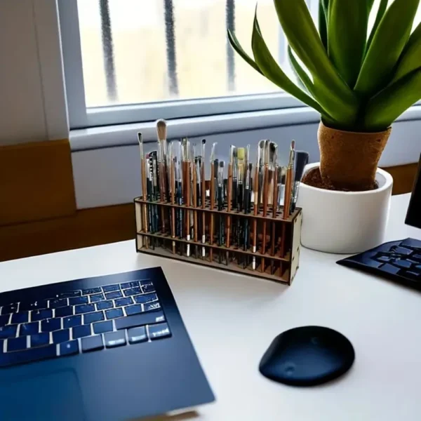 67-Slot Premium Wooden Brush Double-layer Holder Durable Artist Desk Organizer Pencil Paint Brushes Storage Art Craft - Image 5