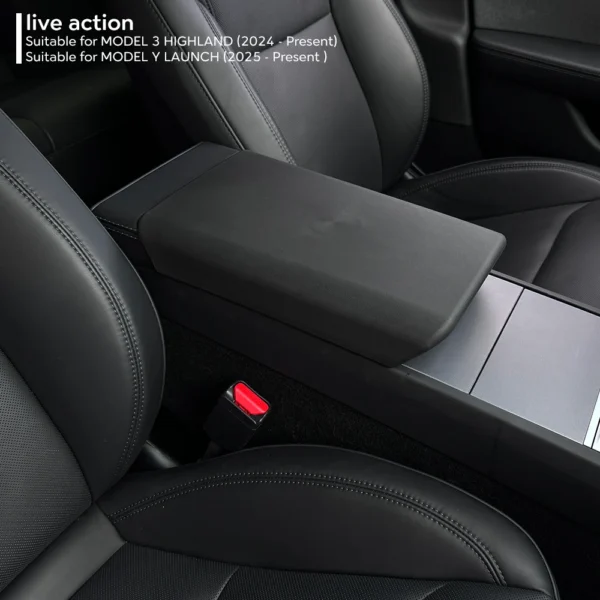 for Tesla Model Y Juniper Launch 2025 Model 3 Highland 2024 TPE Soft Car Center Console Armrest Lid Central Armrest Box Cover - Image 5