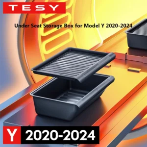 Under Seat Drawder Storage Box for Tesla Model Y 2020-2024 Organizer Accessories Underseat Hidden Store Space Bins Chair Tray