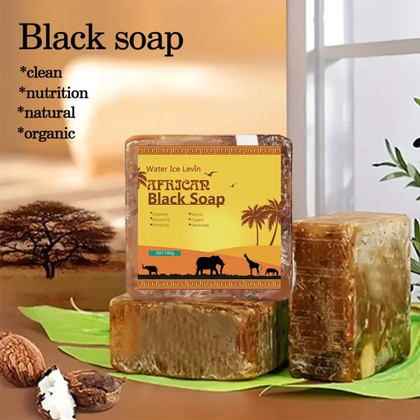 African Black Soap Acne Treatment Deep Cleaning Exfoliate Facial Moisturizing Skin Smoothing Face Soap for Skin Care - Image 3