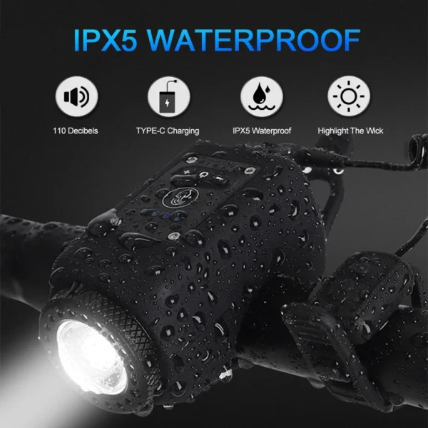 Bike Horn Light 110DB USB Rechargeable Bicycle Front Light Electric Bell Remote Control Horn Bike Light Night Cycling Accessorie - Image 4