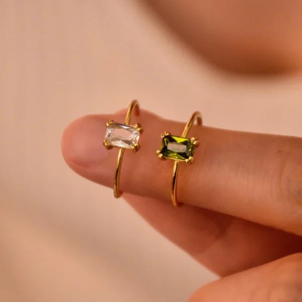 Stainless Steel Birthstone Rings For Women Gold Color Zircon Birthstone Opening Ring Minimalist Christmas Birthday Jewelry Gift - Image 2