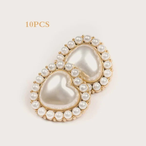 10PCS Pearl Heart Button - Image 4