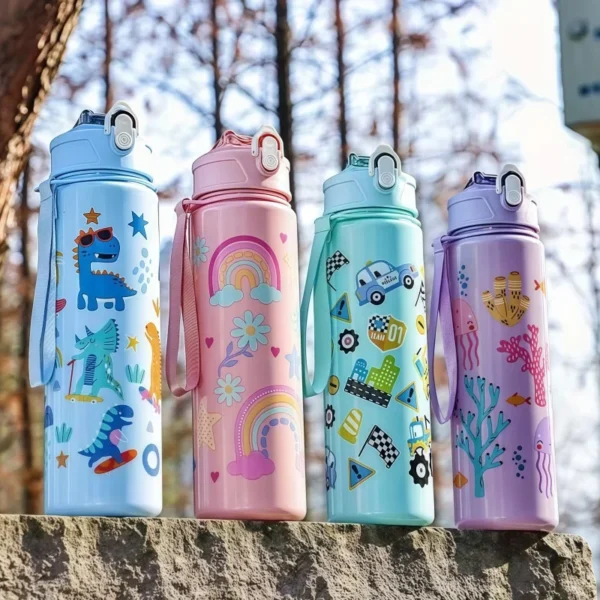 750ml Dinosaur Water Bottle For Kids Water Sippy Cup With Silicone Straw Leakproof Plastic Water Bottles Summer Kids Water Cup - Image 7