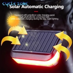 Bicycle Taillight Solar Energy Rechargeable Cycling Rear Lights MTB Road Mountain Bike Tail Light Night Cycling Safety Red Lamp
