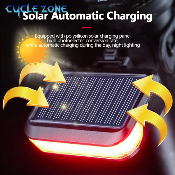 kf-S84cf015ba3f24f18af59729d6632ef3fX Bicycle Taillight Solar Energy Rechargeable Cycling Rear Lights MTB Road Mountain Bike Tail Light Night Cycling Safety Red Lamp - Image 1
