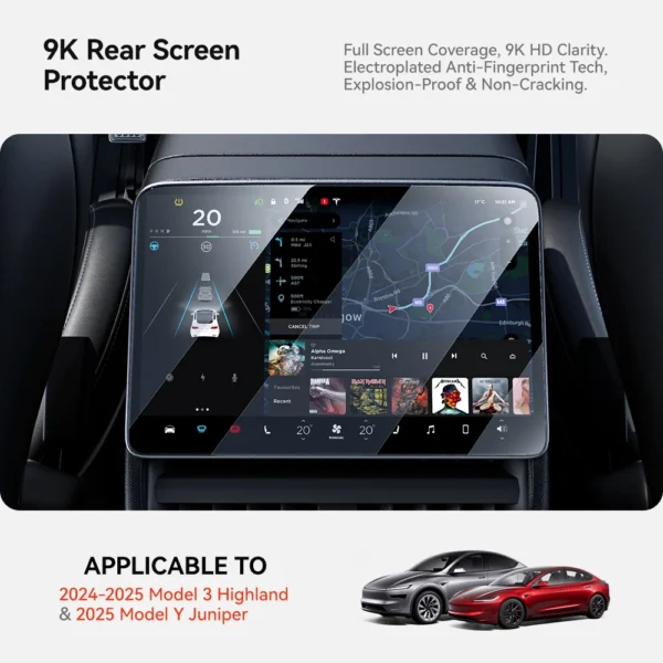 YZ For Tesla Model Y Juniper 2025 Model 3 Highland Rear Row Center Control Screen HD Film Protection Screen Protecto Accessories - Image 2