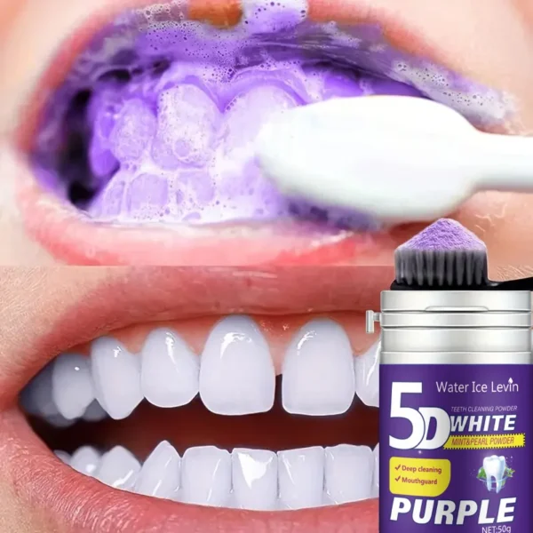 Simple Purple Brightening Powder - Conceals Stains, Non-Allergenic - Enamel-Safe Toothpaste Whitening Powder Suitable for Coffee, Tea, Food, Wine, and Tobacco Stains. - Image 7