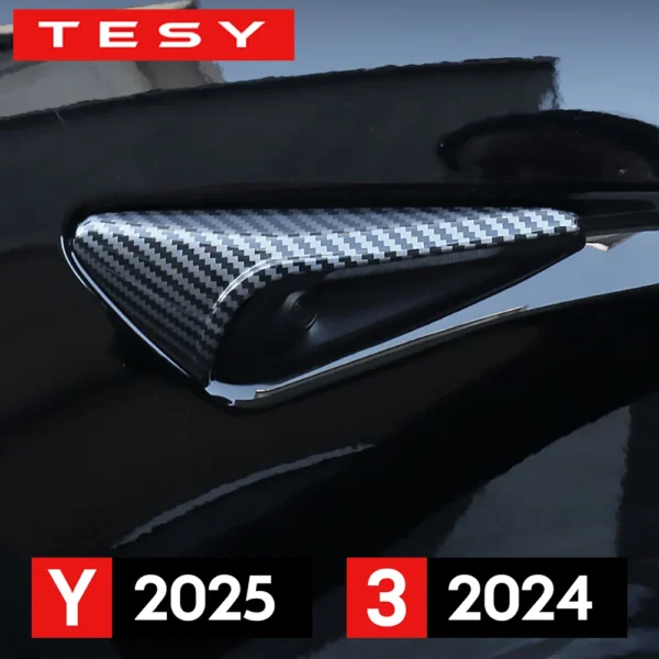 kf-S8848a7ed568b4b46a32ddd79f0633707F For Tesla Model Y Juniper Launch 2025 Model 3 Highland 2024 Side Camera Cover Lens Protector Shiny Matte Carbon Fiber Pattern - Image 1