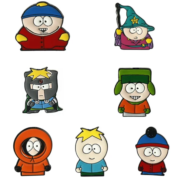 7Pcs/Set Cartoon TV Movie Cartman Figure Badges - Cute Lapel Pins for Backpacks, Clothes & Jewelry Accessories （ - Image 4