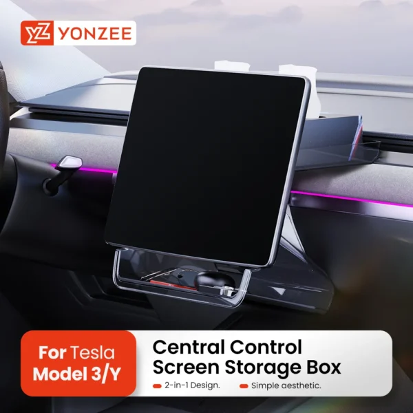 kf-S886d875f8018415c8c4285d6fec158e2y YZ Hidden Screen Storage Box For Tesla Model 3 Y Highland Juniper 2021-2025 Magnetic Magsafe Hidden Large Space Storage Box - Image 1
