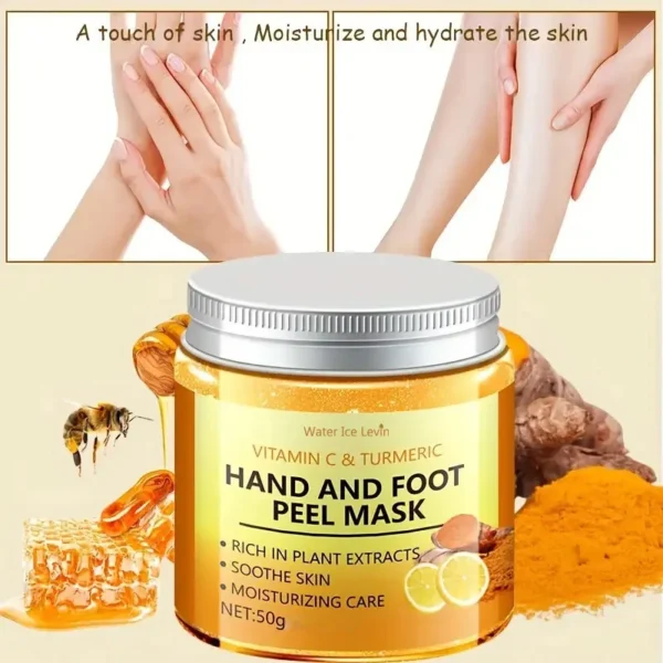 Vitamin c and turmeric hand wax mask for hands and feet, smoothing skin, gently cleansing hand mask, illuminating hand skin - Image 4