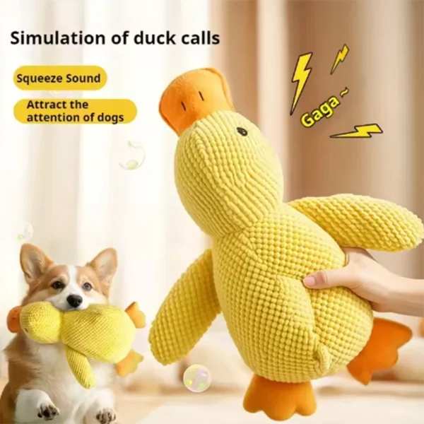 Dog sleeping with a dog hug duck toys to relieve boredom of little yellow duck pet interactive plush doll pet supplies - Image 5