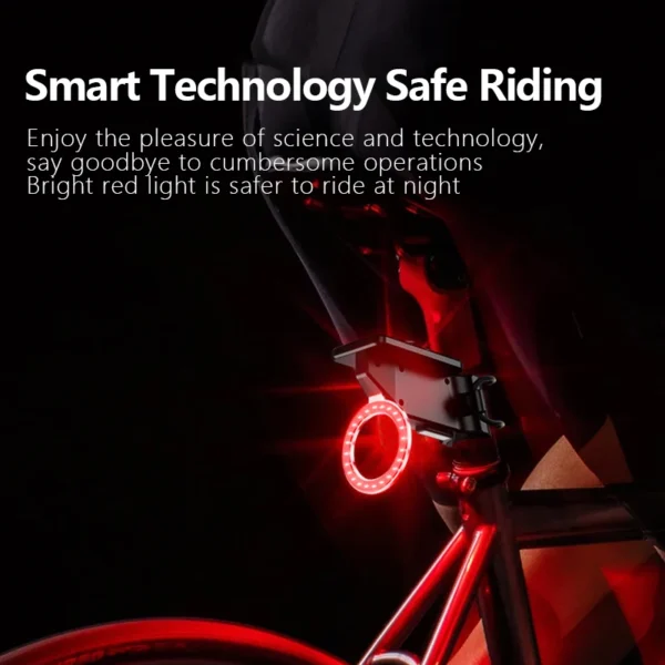 Solar Bicycle Rear Light Smart Sensor Bike Tail Lamp Rechargeable Safety Warning Taillight for Night Riding Cycling Accessories - Image 6