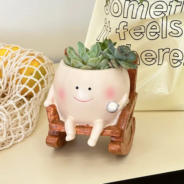 Cute Chair/Swing Smiling Face Little Devil Flower Pot Creative Swing Succulent Plant Flower Pot Garden Home Decoration - Image 2