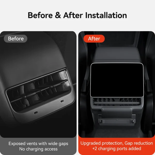 YZ For Tesla Model Y Juniper Model 3 Highland Rear Air Vent 27W Quick Charger USB Shunt HUB Power Splitter Apple Type-C Charger - Image 3