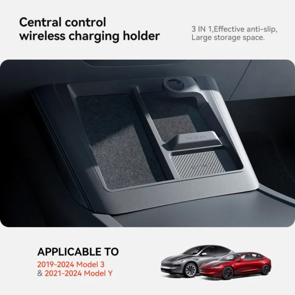 YZ For Tesla Model 3 2024 Model Y 2025 Wireless Charging Protective Frame Mobile Phones Headphones Watches Limiter Accessories - Image 2