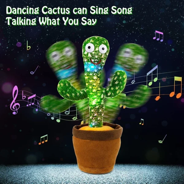 Dancing Cactus Song Speaker Talking Usb Battery Voice Repeat Plush Cactu Dancer Toy Talk Plushie Stuffed Toys For Kids Gift - Image 4