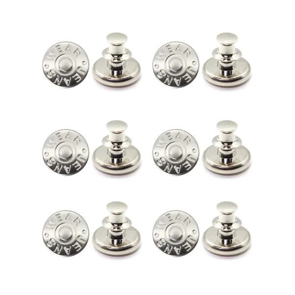6pcs-Adjustable detachable jeans button Sew free vintage metal button garment button accessory I-button - Image 3