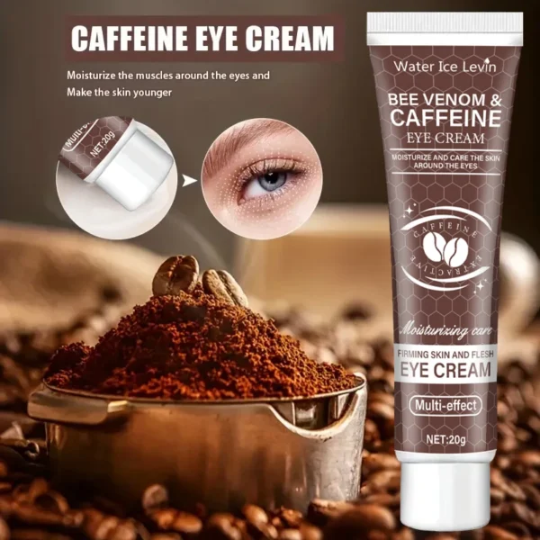 Natural Caffeine Powerful Moisturizing Firming Eye Cream 20g for Puffy and Dark Circles Post-Lifting Area after Using, Reduce Wrinkles and Aging, Light Beige Relaxation - Image 5