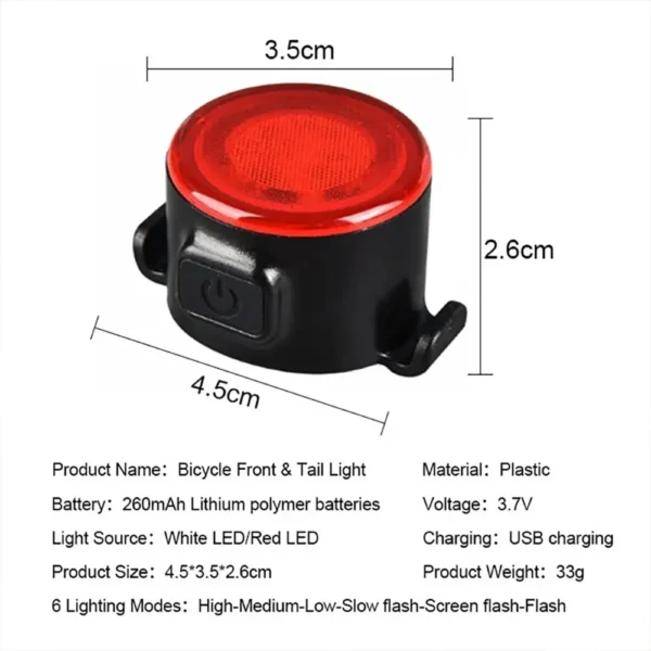 Rechargeable Bike Light Mini Night Safety Warning Taillight Front Rear Bicycle Lamp LED Highlight Riding Taillight Bicycle Light - Image 3