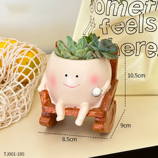 Cute Chair/Swing Smiling Face Little Devil Flower Pot Creative Swing Succulent Plant Flower Pot Garden Home Decoration - Image 6