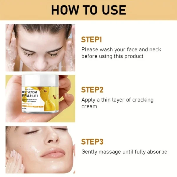 Bee Vemon Instant Facial Lifting Cream - 60g | Firming and Rejuvenating Skin, Smoothing Fine Lines and Wrinkles | All Skin Types - Image 6