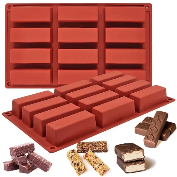12 Lattice Chocolate Bar Mold for Baking Energy Bars Protein bars Truffles Brownie Cornbread Cheesecake Soap Butter Mould - Image 7
