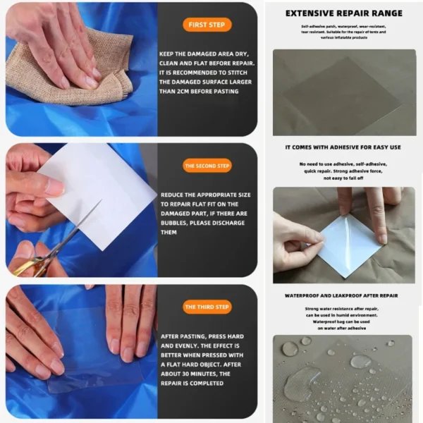 Ultra-Strong Waterproof Patch Tape | High Tensile Strength | for Pool Toys, Camping Gear & Plumbing - Image 3