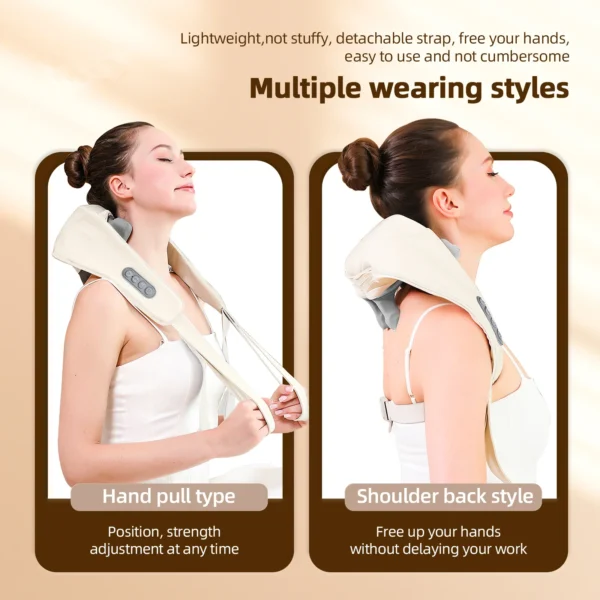 Foreverlily 26W Brushless Motor Neck And Shoulder Massager Wireless Shoulder And Back Kneading Massage Shawl Neck masajeador - Image 4