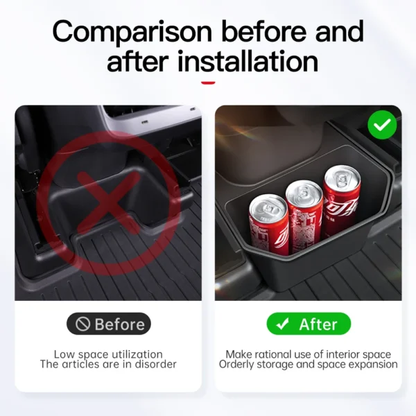 YZ For Tesla Model Y 2021-2025 Juniper Under Seat Storage Box Drawer Holder Car TPE Organizer Rear Seat Trash Can Accessories - Image 2